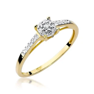Złoty Pierścionek 585 z diamentem brylant 0,12ct