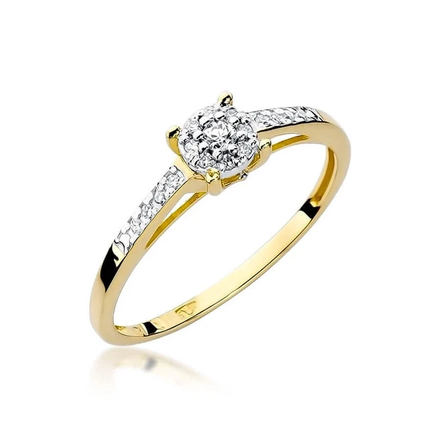 Złoty Pierścionek 585 z diamentem brylant 0,12ct