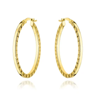 Kolczyki złote owale żłobione po bokach