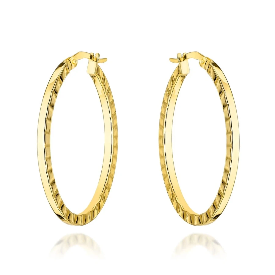 Kolczyki złote owale żłobione po bokach