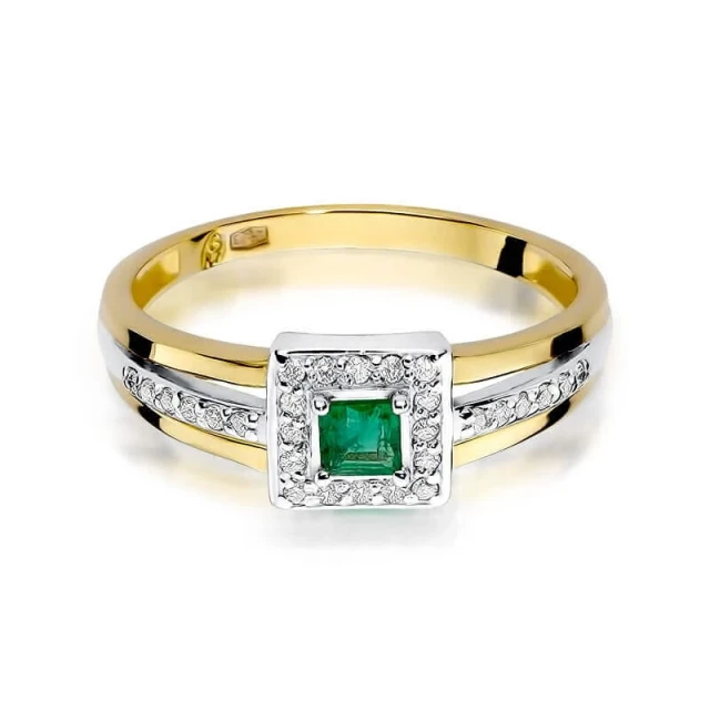 Gold Ring 585 mit Diamant Smaragd 0,15ct
