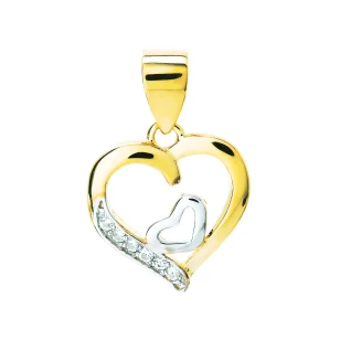 Goldanhänger mit Zirkonia DOUBLE HEART W3.2338 | ergold