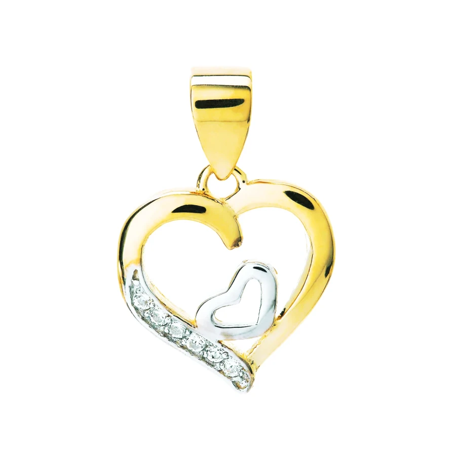 Goldanhänger mit Zirkonia DOUBLE HEART W3.2338 | ergold