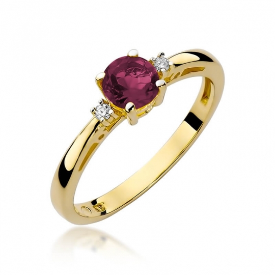 Złoty pierścionek z diamentem EY-10 rubin