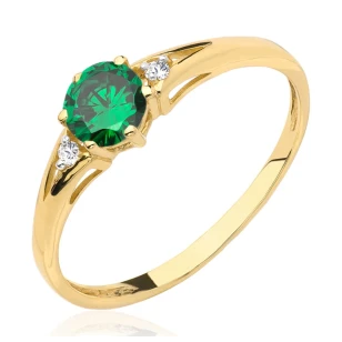 Gold Ring Zirconie Nur ein Smaragd | ergold