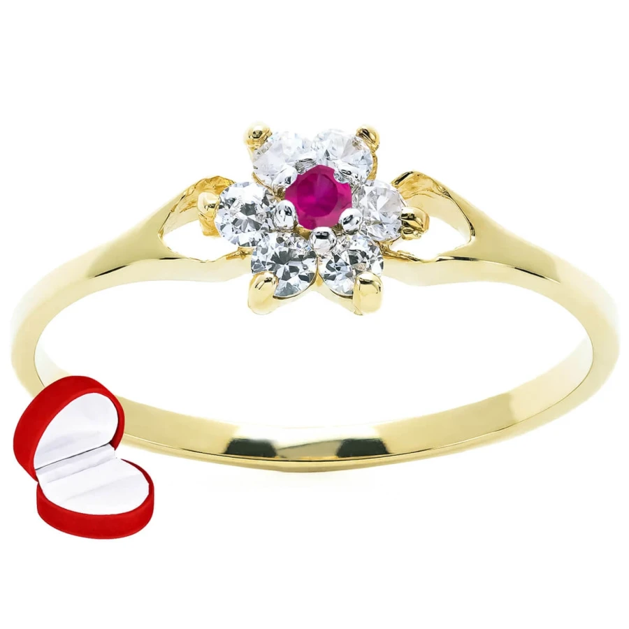 Złoty pierścionek piękny Kwiat różowy kamień P3.1292cr | ERgold