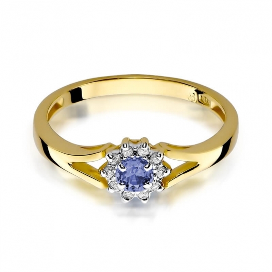 Złoty pierścionek z diamentem EY-185 tanzanit