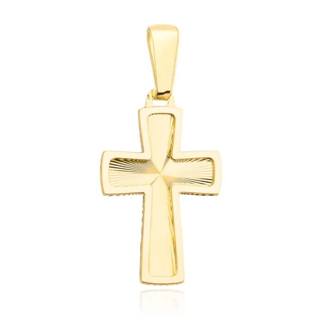 Krzyżyk złoty diamentowany z gładką oprawą