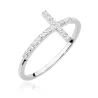 Złoty Pierścionek 585 Białe Złoto Krzyż Brylant Diamenty 0,09ct