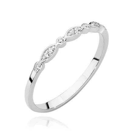 Złoty Pierścionek 585 Białe Złoto Brylant Diamenty 0,05ct