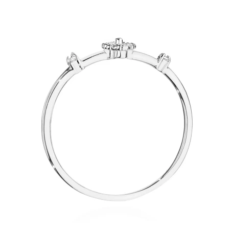 Złoty Pierścionek 585 Białe Złoto Brylanty Diamenty 0,06ct Certyfikat