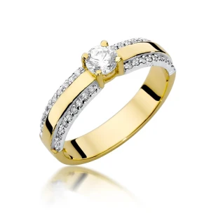Złoty pierścionek z diamentami i brylant 0,45ct
