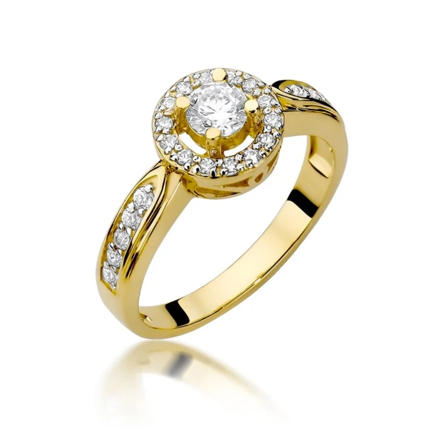 Złoty pierścionek 585 brylant diamenty 0,51ct