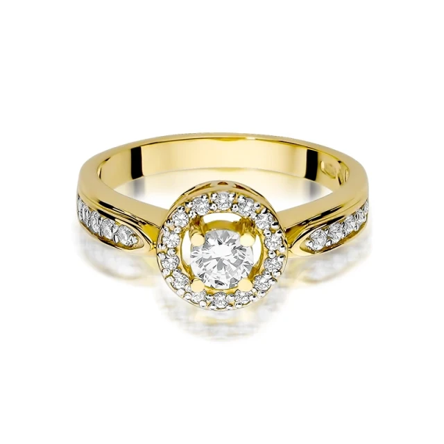 Złoty pierścionek 585 brylant diamenty 0,51ct