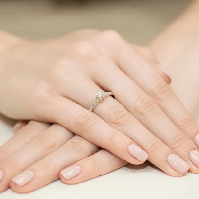 Złoty Pierścionek 585 Brylant Diamenty 0,44ct Certyfikat