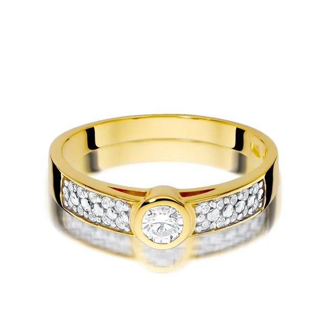 Złoty pierścionek z diamentami 0,35ct certyfikat
