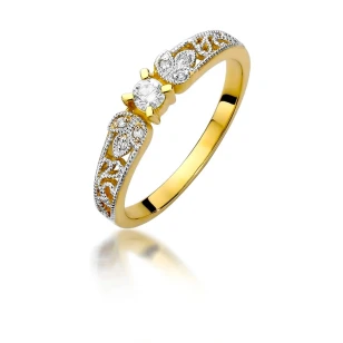 Złoty Pierścionek 585 Brylanty 0,13ct
