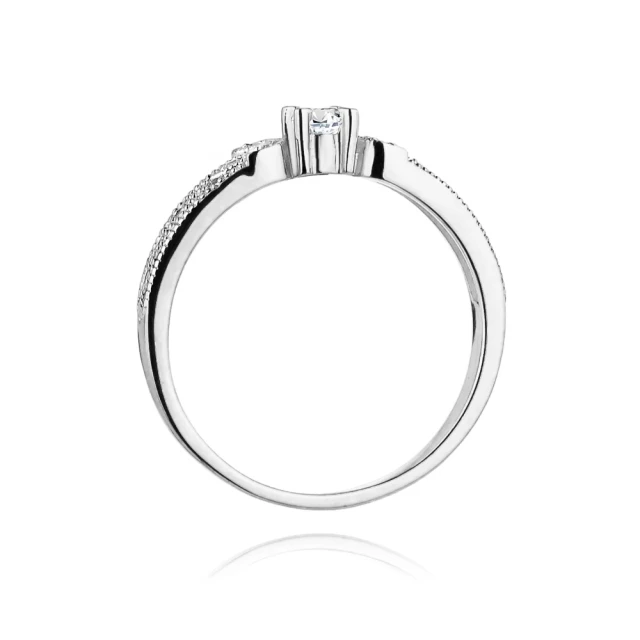 Złoty Pierścionek 585 Białe Złoto Brylanty 0,13ct