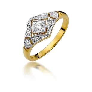 Złoty Pierścionek 585 Brylanty 0,19ct