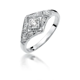 Pierścionek złoty 585 diamenty białe złoto 0,19ct