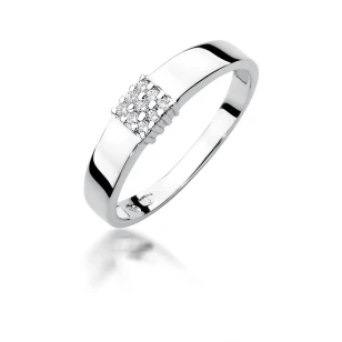 Pierścionek obrączka z diamentami białe złoto 0,08ct