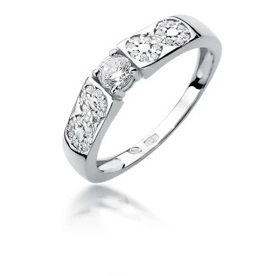 Złoty pierścionek 585 białe złoto brylanty 0,35ct