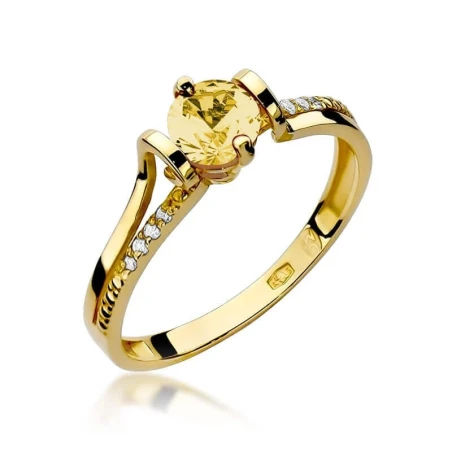 Złoty pierścionek z diamentem EY-102 cytryn