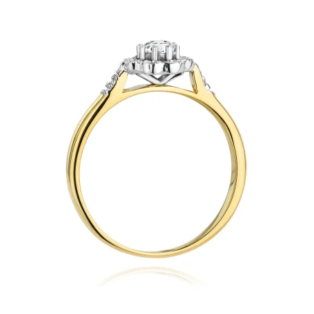 Złoty pierścionek z diamentami kwiat 0,28ct