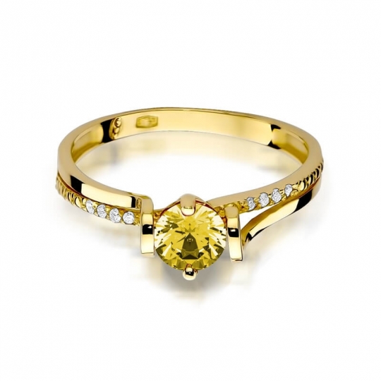 Złoty pierścionek z diamentem EY-102 cytryn
