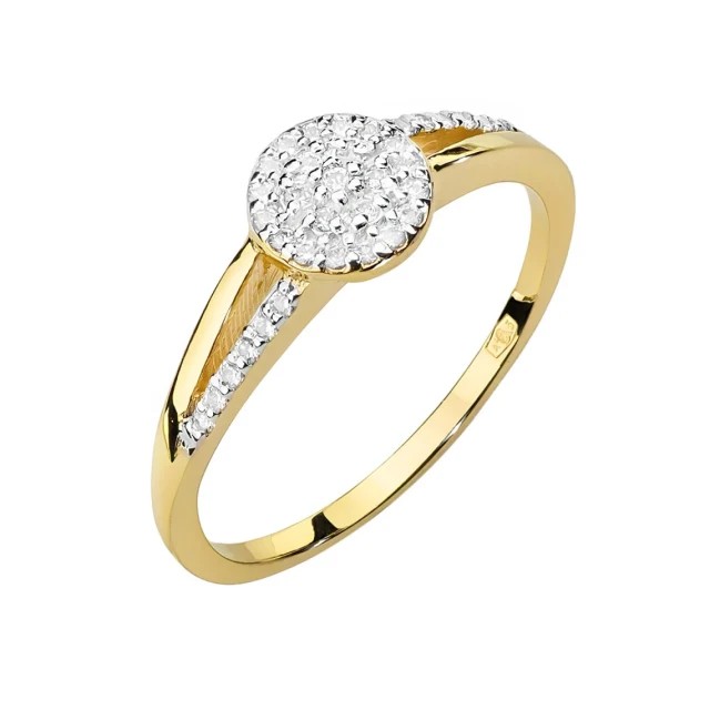 Złoty Pierścionek 585 Brylant 0,18ct Certyfikat
