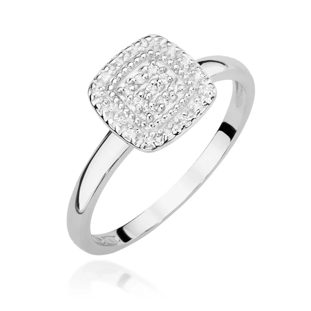 Złoty Pierścionek 585 Białe Złoto Brylanty 0,13ct