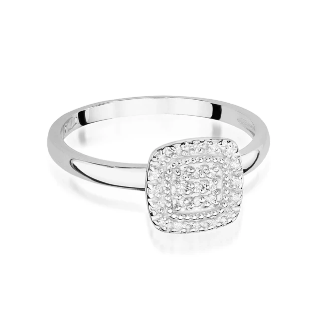 Złoty Pierścionek 585 Białe Złoto Brylanty 0,13ct