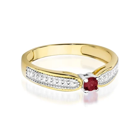Złoty pierścionek z rubinem diamenty