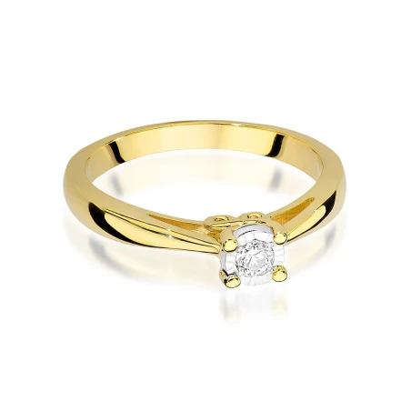 Złoty pierścionek zaręczynowy z diamentem 0,08ct