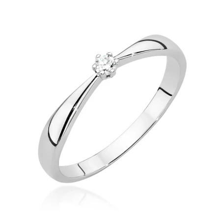 Delikatny pierścionek zaręczynowy z diamentem 0,04ct białe złoto