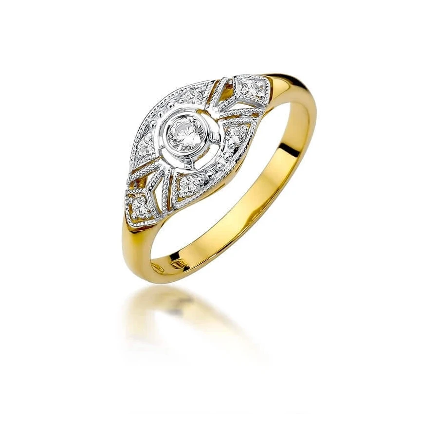 Złoty pierścionek z diamentem EY-413 0,19ct