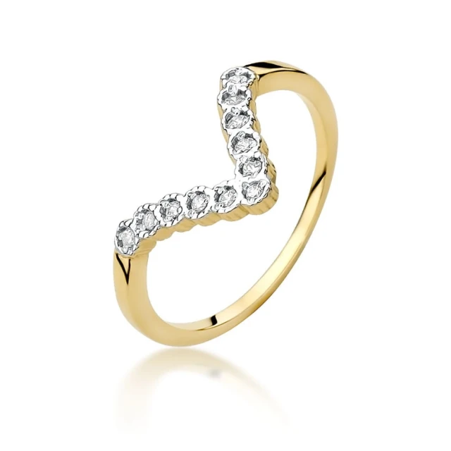 Złoty pierścionek 585 kamienie diamenty 0,11ct