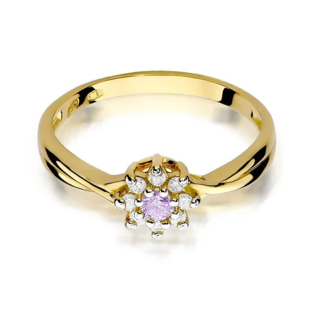 Gold Ring 585 mit Amethyst Diamant 0,10ct