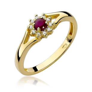 Złoty pierścionek z diamentem EY-185 rubin