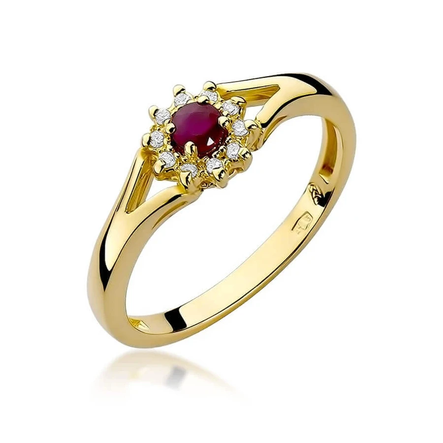 Złoty pierścionek z diamentem EY-185 rubin