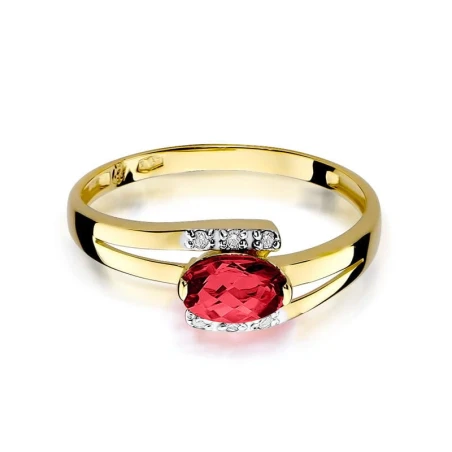 Rubin pierścionek złoty diamenty