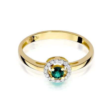 Złoty pierścionek ze szmaragdem brylanty złoto 585