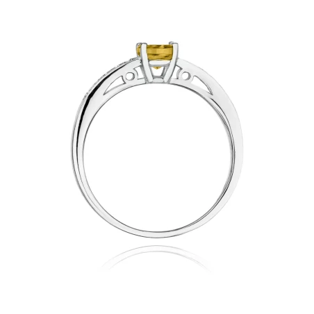 Złoty pierścionek z cytrynem 0,50ct białe złoto