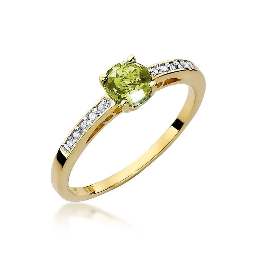 Złoty pierścionek z diamentem EY-66 oliwin
