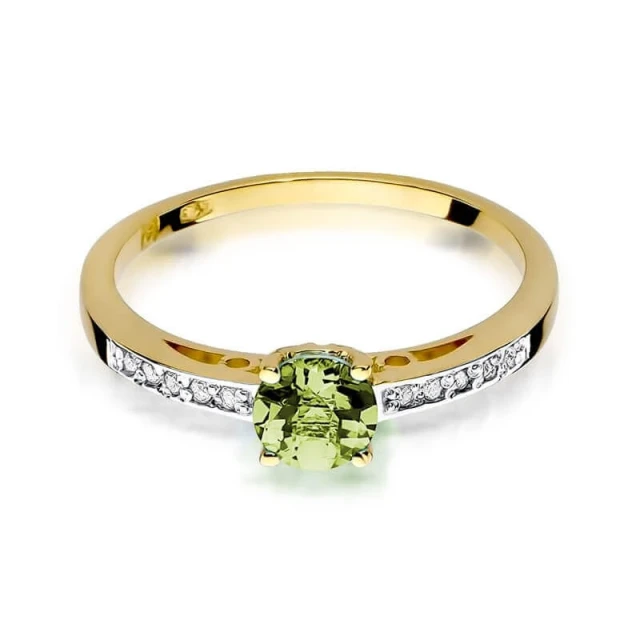 Gold Ring 585 mit Diamant Olivin 0,60ct
