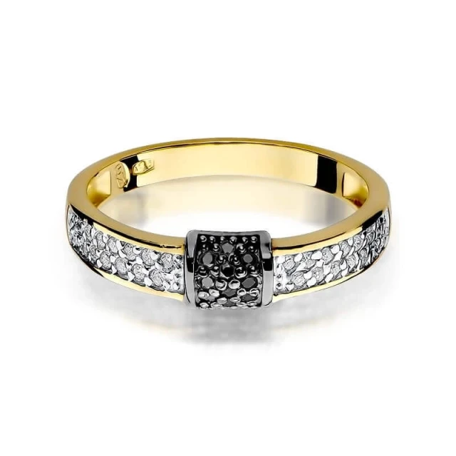 Gold Ring 585 mit Diamant Diamant Weiß 0.14 Schwarz 0.05ct