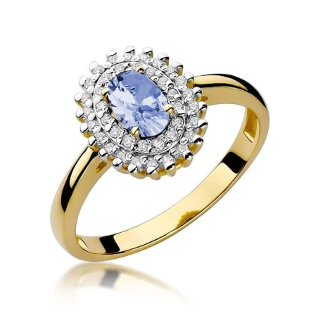 Złoty pierścionek z diamentem EY-303 tanzanit