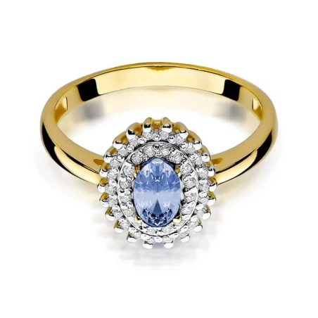 Złoty pierścionek z diamentem EY-303 tanzanit