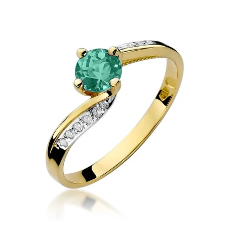Szmaragd pierścionek diamenty złoto 585