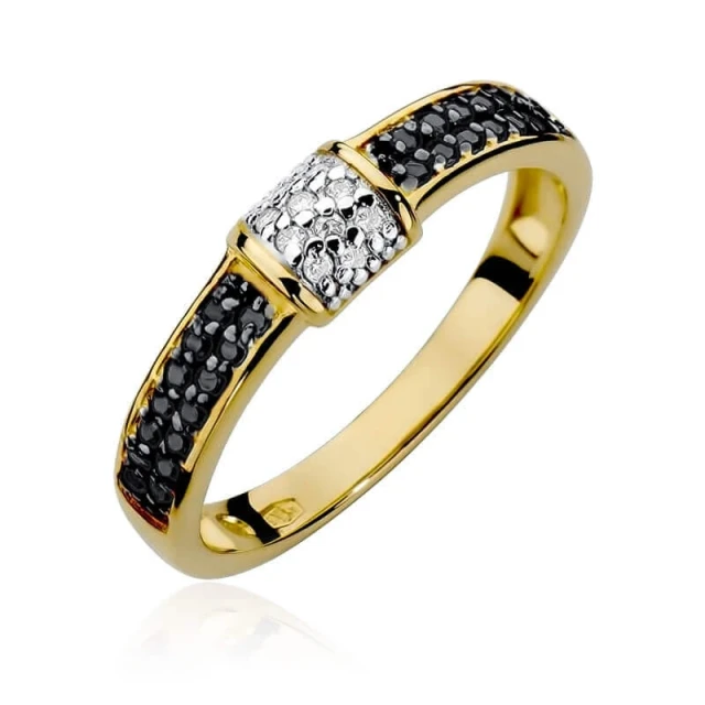 Gold Ring 585 mit Diamant Diamant Weiß 0.05 Schwarz 0.14ct